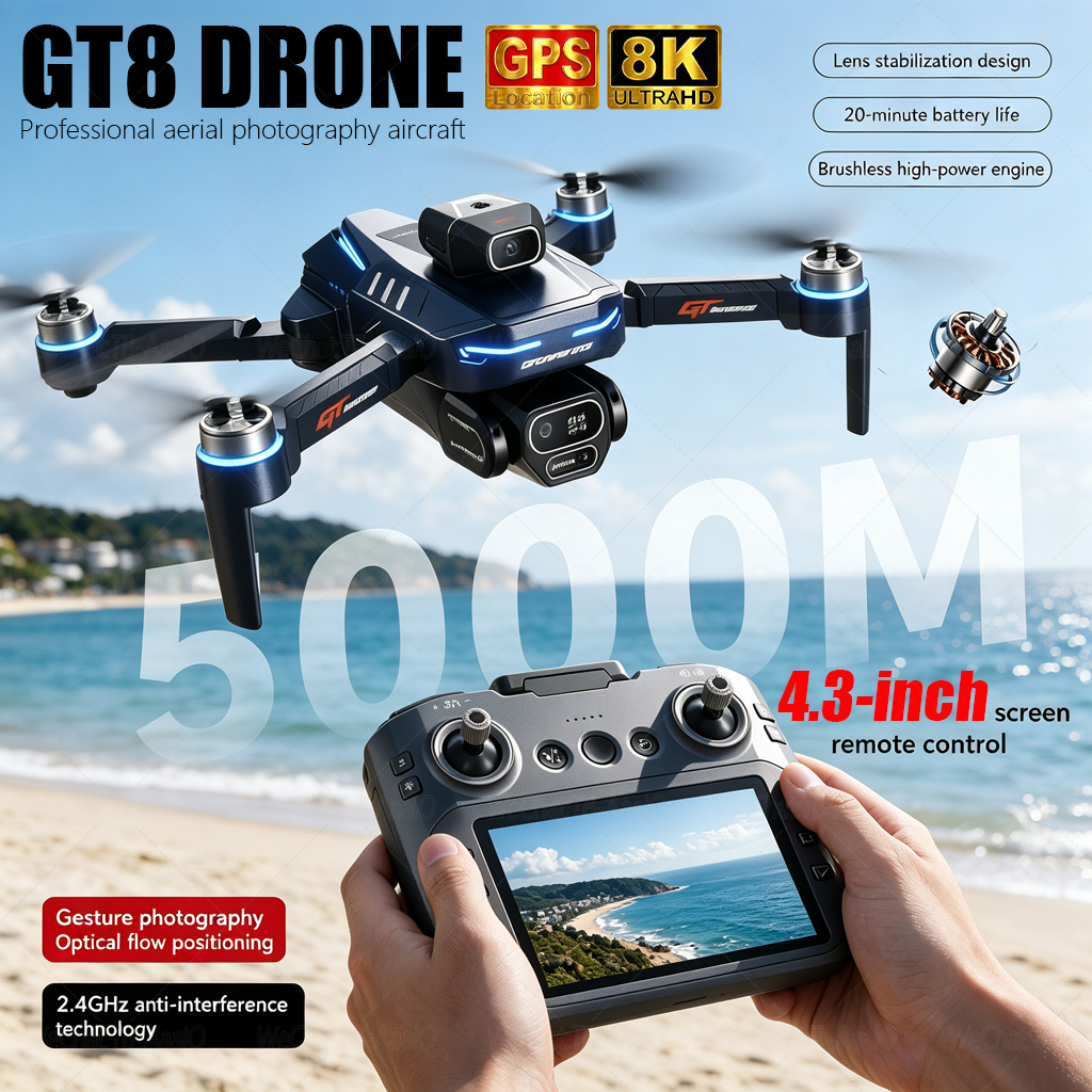 NUEVO Dron GT8 HD RC 4K Profes - Drone Camera Night Vision reseña y precio