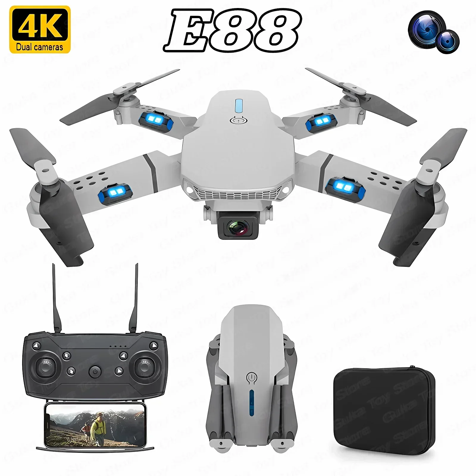 E88 Pro WIFI FPV Drone gran an - Drone Camera Lens reseña y precio